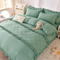 Princess Wind Bed Skirt 4 pieces of hairy bed Bed Linen Bed Skirt Lace Quilt with water washed cotton Korean version Adolescent Wind Bed