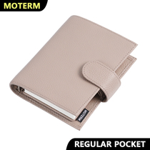 Moth Regular Pocket A7 Loose-leaf Hand account Litchi pattern head layer cowhide Notepad Diary