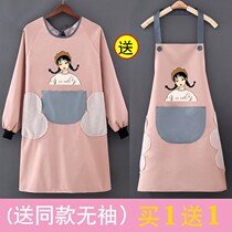 Apron long sleeve home kitchen work waterproof and oil-proof new cute foreign air anti-dirty clothing mens and womens sets of cotton clothes