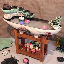 Large rockery water fountain opening gift ornaments creative feng shui wheel lucky living room landing fish tank humidifier