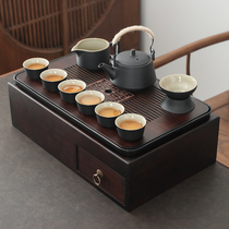 Japanese white porcelain Purple Sand Kung Fu tea set Teacup set Tea tray Multi-function storage box Large tea table Household tea tray