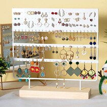 Desktop wooden earring rack ear stud storage rack jewelry display rack household iron jewelry hanging ear clip ear drop rack
