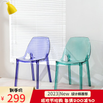 Designers in transparent dining chair Acrylic red plastic furniture backed by Nordic mirror modern minimalist chair