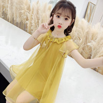 Korean girls summer dress 2021 new childrens foreign princess dress big virgin girl summer mesh skirt