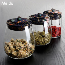 Tea jar Glass tea jar Transparent portable sealed jar Small storage jar Tea box Flower tea rose jar