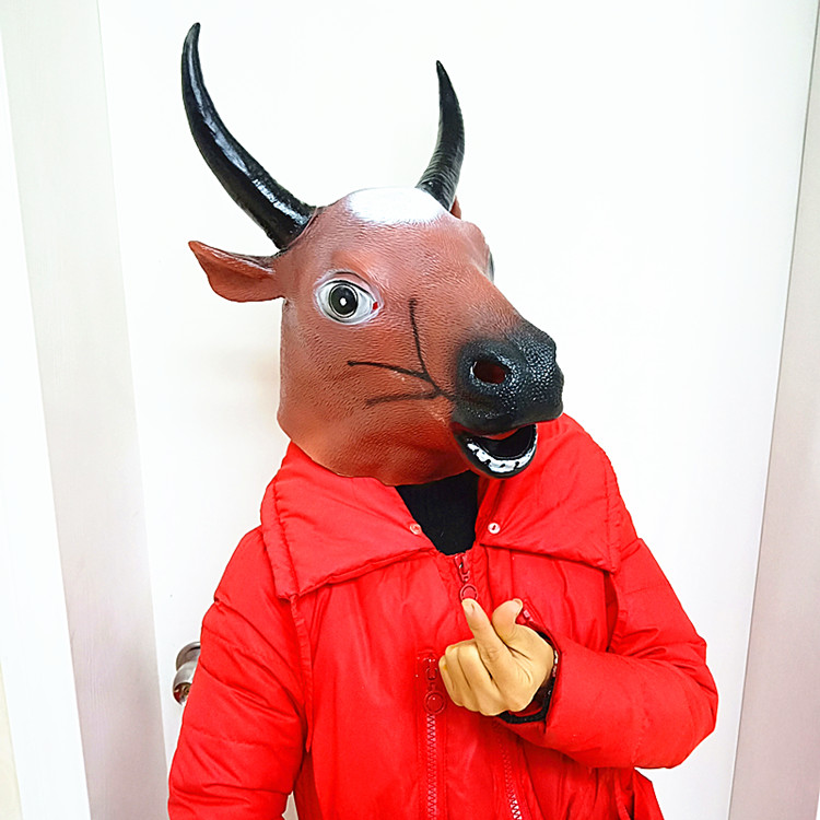 アニマルマスクヘッドギアcos雄牛の頭馬の頭ユニコーンロバマスクオランウータン犬の頭バー面白い動物マスク