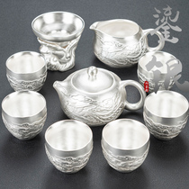 Qin Yi gilt ceramic kung fu tea set home simple office sterling silver bubble teapot cup set