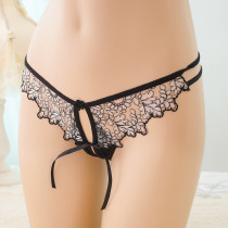 Panties Women Lace Breathable Water Soluble Flower Sexy Ice Silk Thong Lace Belt Hollow Open breifs
