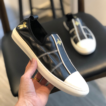 Hong Kong European station mens shoes summer all-match breathable leather loafers Small bee casual shoes one-pedal lazy shoes