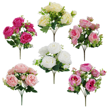 Emulated floral flower fake floral hand held with flower European style peony rose wedding celebration decoration home flower arrangement commercial beauty chen