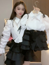 Korea Advanced Sensation Shirt Two Sets Girl Fashion Suit 2022 New Ocean Gas Mother Girl Spring Autumn Season Kiss