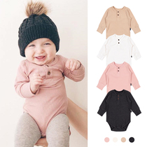 ins Nordic net red baby one-piece spring and Autumn pure cotton triangle romper baby long-sleeved autumn and winter bottoming climbing clothes tide