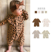 Early autumn Bi Ins net red pure cotton spring autumn baby conjoined clothing foreign air baby clothes khaclothes infant climbing clothes