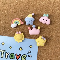 6 soft cute good night cartoon cute expression small pushpin felt cork board creative photo scene decoration button nail