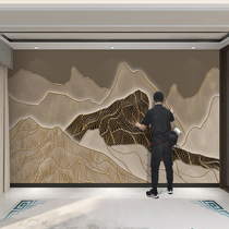 Bamboo-wood fiber protective wall panel light extravagant new Chinese mood landscape Landscape Buckle plate Decorative Living Room Sofa TV Background Wall