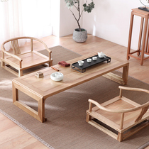 Old Elm Japanese new Chinese tatami tea table solid wood log simple low kang table tea table Zen tea table table Zen tea table table