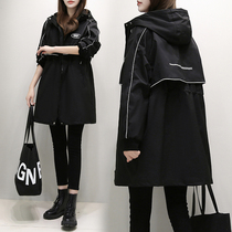 Pregnant women autumn windbreaker coat long 2021 Korean version loose casual wear large size spring and autumn coat