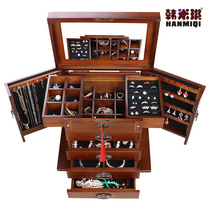 Han Miqi jewelry box solid wood with lock Princess European style retro cosmetic box accessories storage dressing box