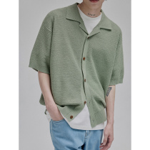 NANS UPW Long - fluff cotton flax mixed fabric single needle hanging structure outline knitted short sleeve sweater