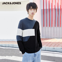 JackJones Jack Jones autumn men stitching simple Joker round neck comfortable knit sweater 221124003