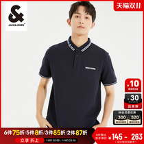 Jack Jones Spring Mens Cotton Short Sleeve Stretch Lapel Embroidered POLO-SHIRT Trend Mens T-Shirt