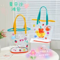 GO TO SLEEP Transparent hand bag Girl beach bag Portable swimming storage bag Jelly bag Handbag