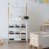 nunukids childrens shop toy set simulation shopping cart kitchen house small supermarket convenience car Wood
