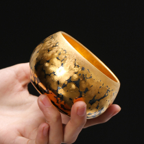 Handmade gold oil drops build iron tire gold Sky Eye tea cup gilt gold ceramic master Cup Gold Cup single gift box