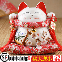 Shake hand fortune cat ornaments Zhaocai cat large Japanese ceramic fortune cat savings piggy bank piggy bank opening gift