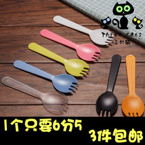 Disposable spoon Dessert spoon Ice cream mousse Disposable fork set Plastic birthday cake spoon