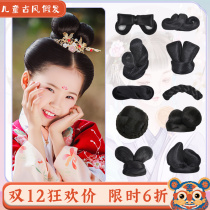Ancient costume wig flying performance hair bun childrens twist mat hair bag ancient style Hanfu girl Tang style performance shape