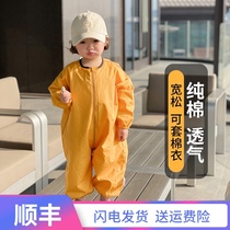 Baby climbing clothes mop outdoor female baby climbing clothes children conjoined men's cotton anti-dirty climbing clothes stain resistant
