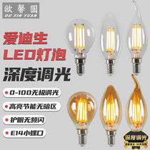 Depth stepless dimming Edison bulb led table lamp Eye protection Bedside lamp E14 Screw retro candle light 1 watt