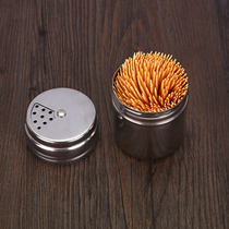 Golden New Solid Wood Toothpick Cylinder Stainless Steel Silo Hotel Hotel Metal Tank Carry-on Portable Toothpick Box