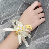 Bridesmaids wrist flower sister hand flower bride Mori small fresh bracelet wedding pearl Korean wedding dress jewelry