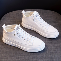  Foreign trade original single leather first layer cowhide high-top white shoes womens spring breathable all-match ins board shoes broken code treatment