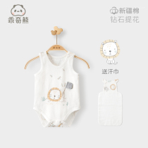 Well Behavetch Bears Summer Thin 0-2-year-old male and female baby vest bag fart clothes Baby pure cotton Triangle one-piece clothes Harvest