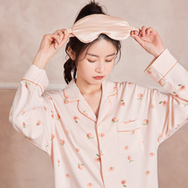 2021 Spring Summer new girl cotton pajamas women long sleeve peach home clothing cotton spring and autumn thin set
