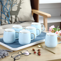 Ceramic Cup drinking cup set with lid creative coffee mug mug breakfast cup simple home living room teacup
