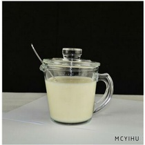 Glass measuring cup with scale with cover Tempered household thickened milk cup Breakfast cup Microwave oven heating baking