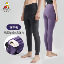 Rice straw man lovers winter double layer thickened with velvety warm pants with wool-beating underpants women upfront pants for men and women