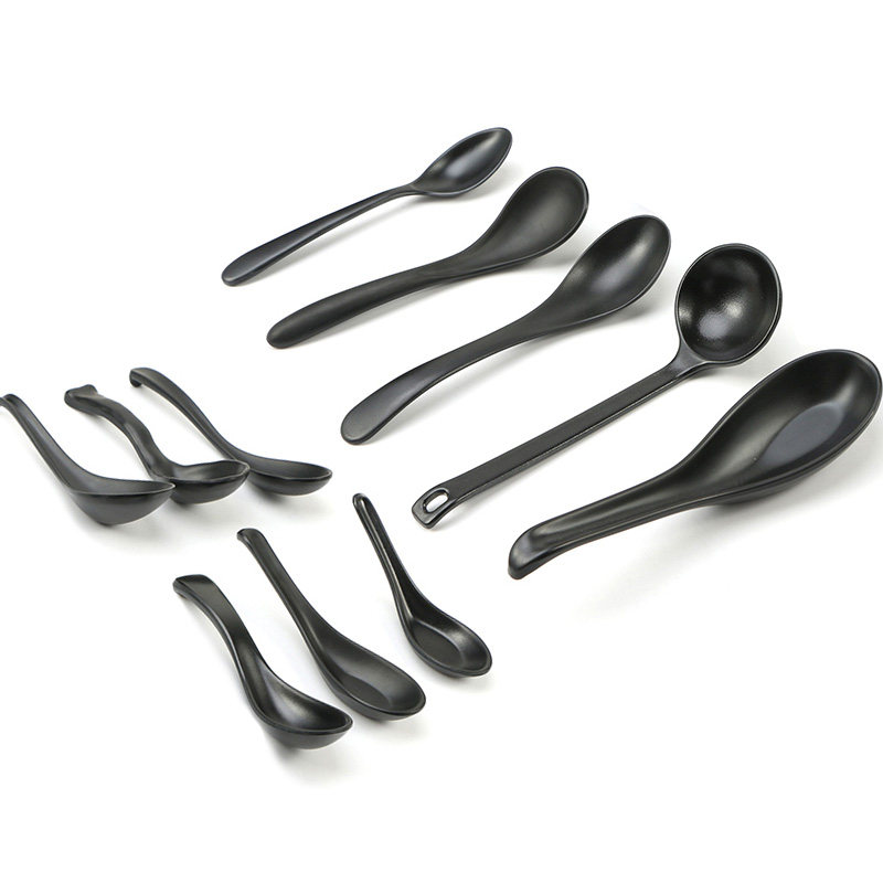 Misamine small spoon black matte spoon creative spoon plastic spoon Japanese tableware porridge spoon rice spoon turtle shell spoon