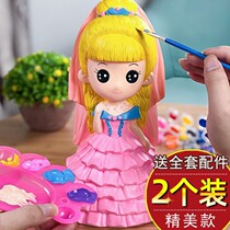 Childrens plaster sculpture coloring painted doll full set of mud-colored ceramic color painting diy hand-painted model