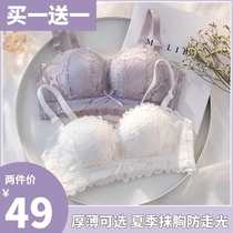 Strapless invisible underwear womens summer gathering non-slip milk anti-sagging chest thin chest small text bra bra