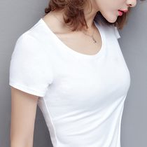 White T-shirt womens short sleeve slim cotton summer womens 2021 new tight-fitting bottomed blouse thin model