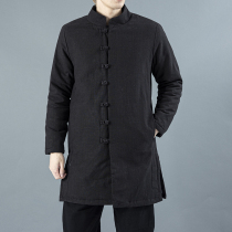 Chinese style winter long cotton-padded clothes young men Tang suit Chinese long shirt padded ancient style jacket padded jacket