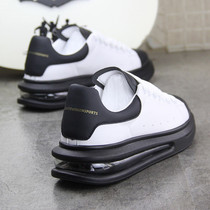 Hong Kong Tide brand couple air cushion small black shoes Joker thick-soled small white shoes women in winter increase single shoes Sports Board Shoes