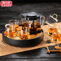 High-grade fluttering cup glass tea set filter teapot home tea cup tea filter cup tea breinner set