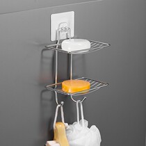 304 stainless steel soap box soap holder non-perforated toilet soap dish black wall-mounted small shelf tray