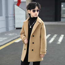 Boys woolen coat thickened autumn and winter 2021 new foreign boy boy boy winter Korean woolen coat
